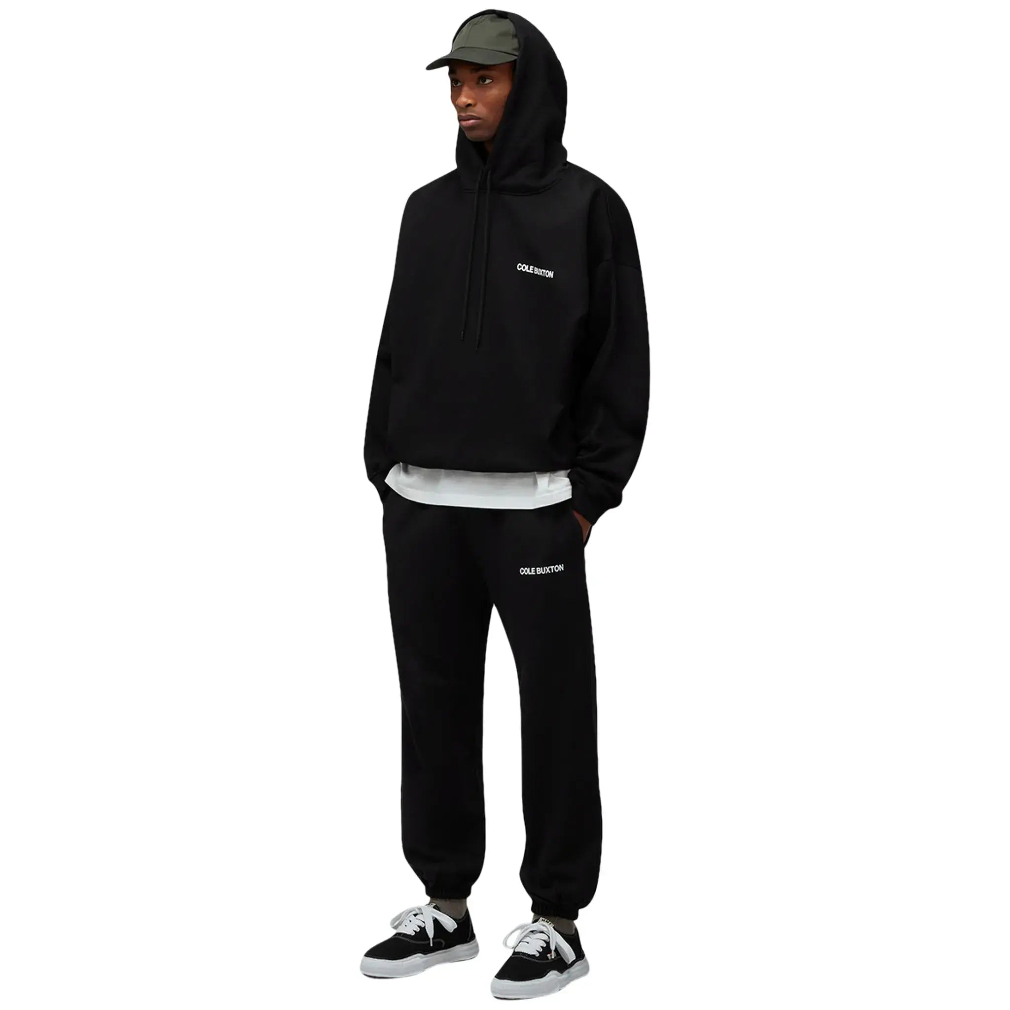 Model view of Cole Buxton CB Sportswear Black Hoodie SS23SPHO001-000